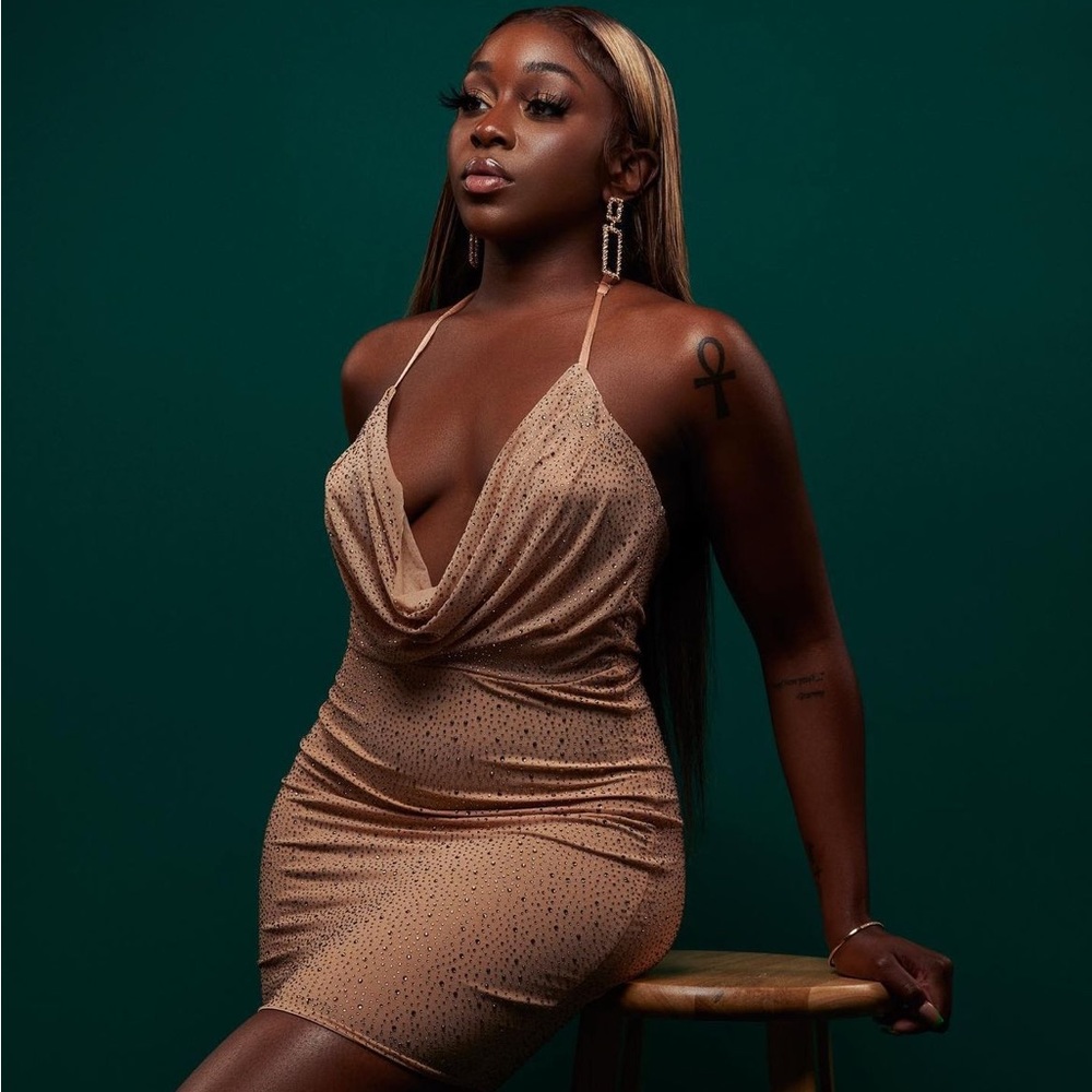 Oh Polly cowl neck mini dress